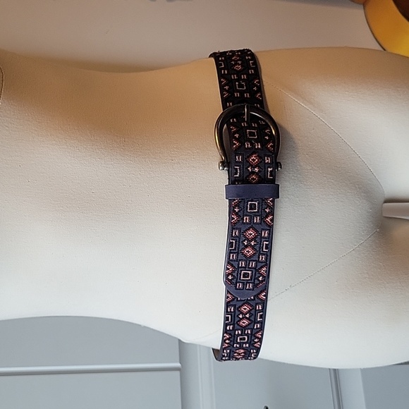 Navy blue with embroidery leather belt - Picture 1 of 6